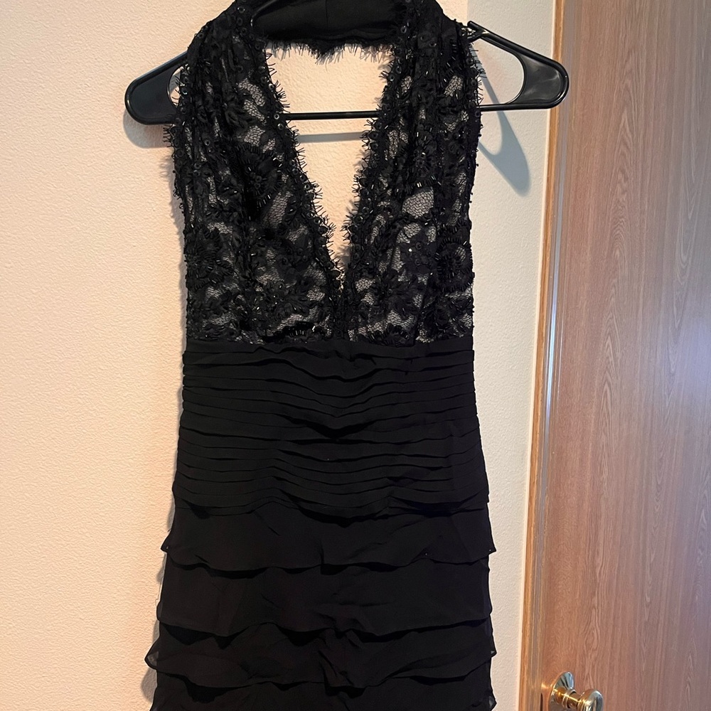 Black short party dress.